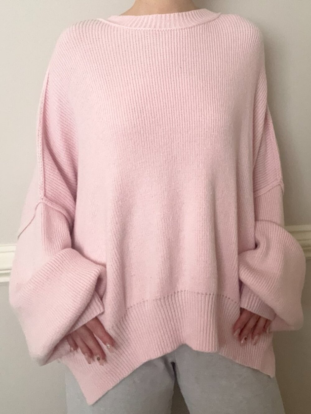 Grey Bandit Pink Oversized Knit Sweater